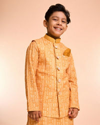 Manyavar Boys Radiant Mustard Kurta Jacket Set