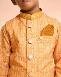 Manyavar Boys Radiant Mustard Kurta Jacket Set