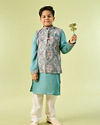 Manyavar Boys Regal Aqua Green Kurta Jacket Set