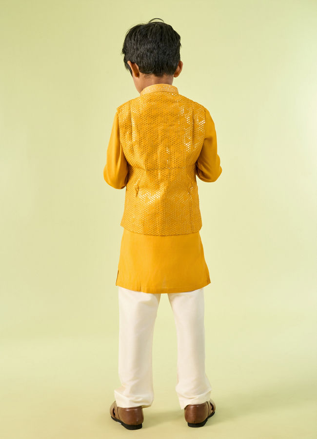Manyavar Boys Mustard Yellow Sensation Kurta Jacket Set