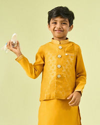 Manyavar Boys Mustard Yellow Sensation Kurta Jacket Set