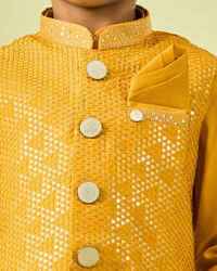 Manyavar Boys Mustard Yellow Sensation Kurta Jacket Set