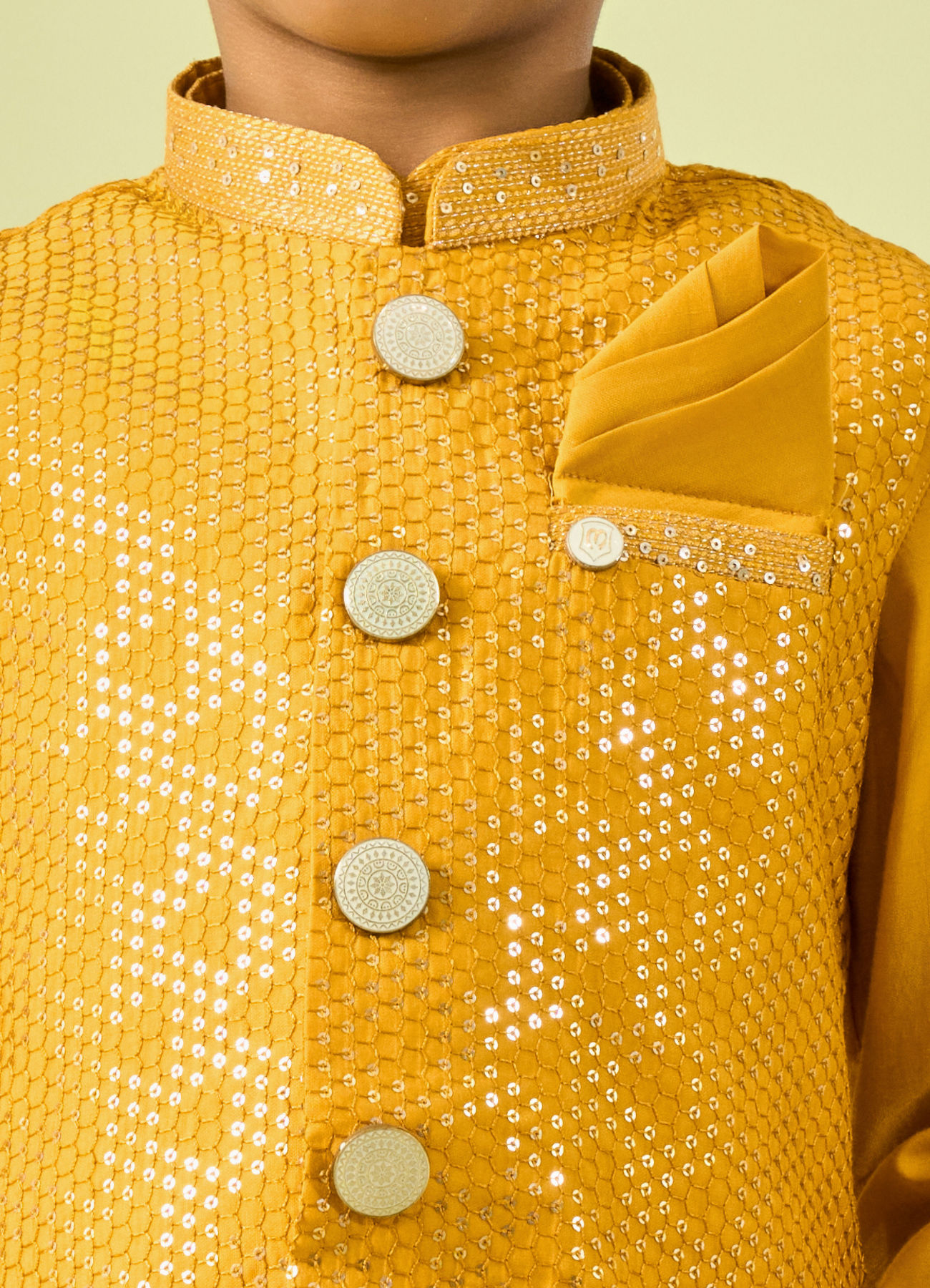 Manyavar Boys Mustard Yellow Sensation Kurta Jacket Set
