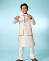Manyavar Boys Cream Elegance Kurta Jacket Set