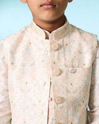 Manyavar Boys Cream Elegance Kurta Jacket Set