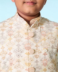 Manyavar Boys Regal Cream Kurta Set Jacket