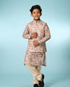 Manyavar Boys Beige Kurta Jacket Set