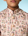 Manyavar Boys Beige Kurta Jacket Set