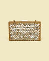 Mohey Women Beige Sequinned Rhinestone Embellished Clutch Bag