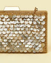 Mohey Women Beige Sequinned Rhinestone Embellished Clutch Bag