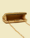 Mohey Women Beige Sequinned Rhinestone Embellished Clutch Bag