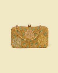 Mohey Women Beige Silk with Hand Embroidery and Moti Work Bag