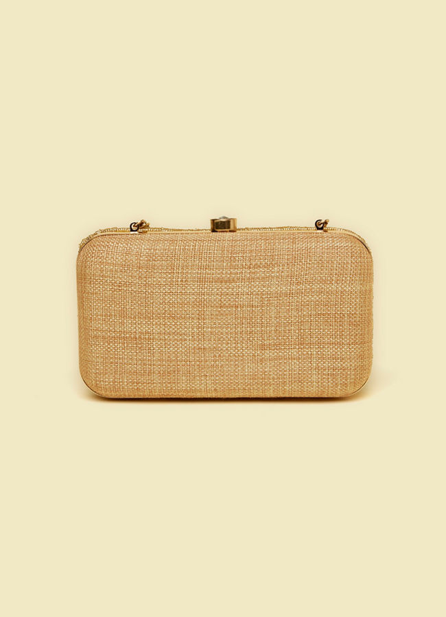 Mohey Women Beige Silk with Hand Embroidery and Moti Work Bag