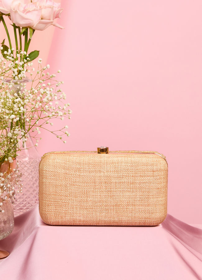 Mohey Women Beige Silk with Hand Embroidery and Moti Work Bag