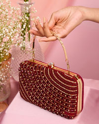 Mohey Women Maroon Exquisite Celebration Clutch Bag