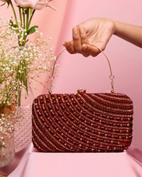 Mohey Women Maroon Exquisite Celebration Clutch Bag