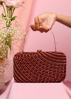 Mohey Women Maroon Exquisite Celebration Clutch Bag
