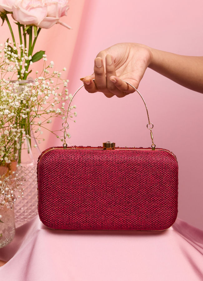 Mohey Women Maroon Exquisite Celebration Clutch Bag