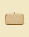 Mohey Women Beige Pearl Embellished Clutch Bag with Bead Work