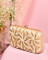 Mohey Women Beige Pearl Embellished Clutch Bag with Bead Work