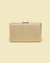 Mohey Women Dark Cream Pearl Embellished Clutch Bag with Bead Work