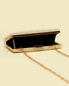 Mohey Women Dark Cream Pearl Embellished Clutch Bag with Bead Work