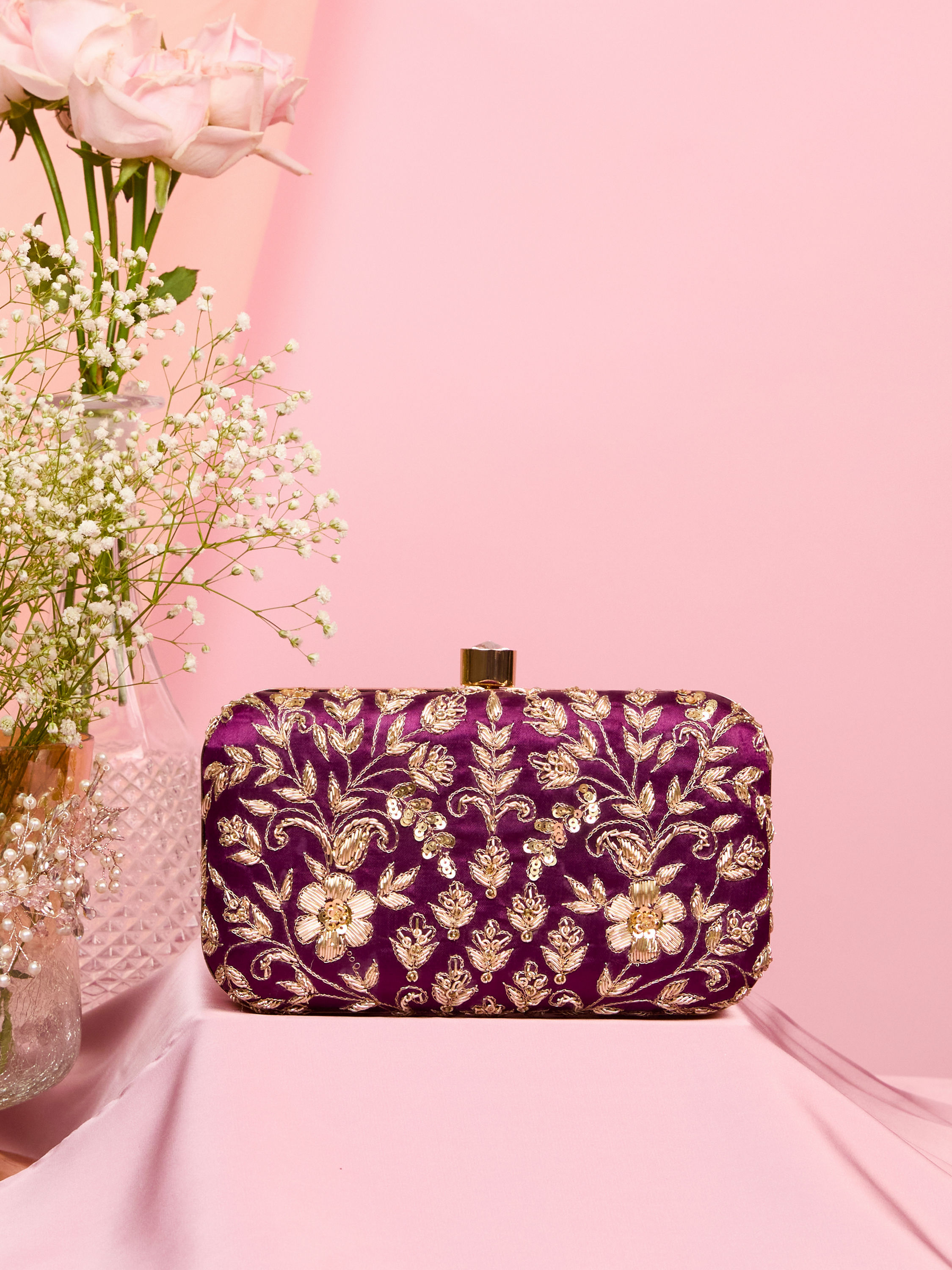 Mohey Women Wine Elegance Clutch Bag