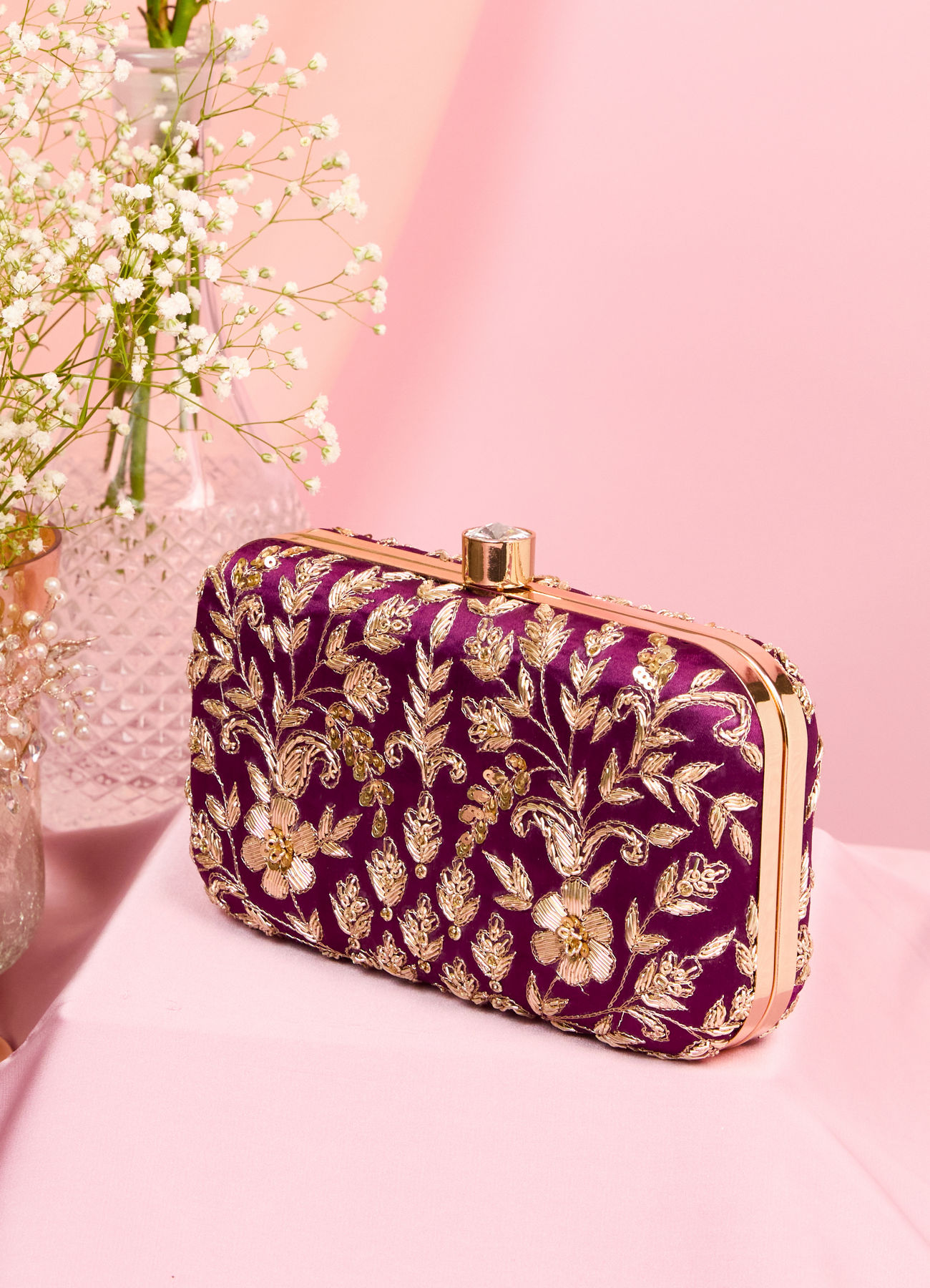 Mohey Women Wine Elegance Clutch Bag