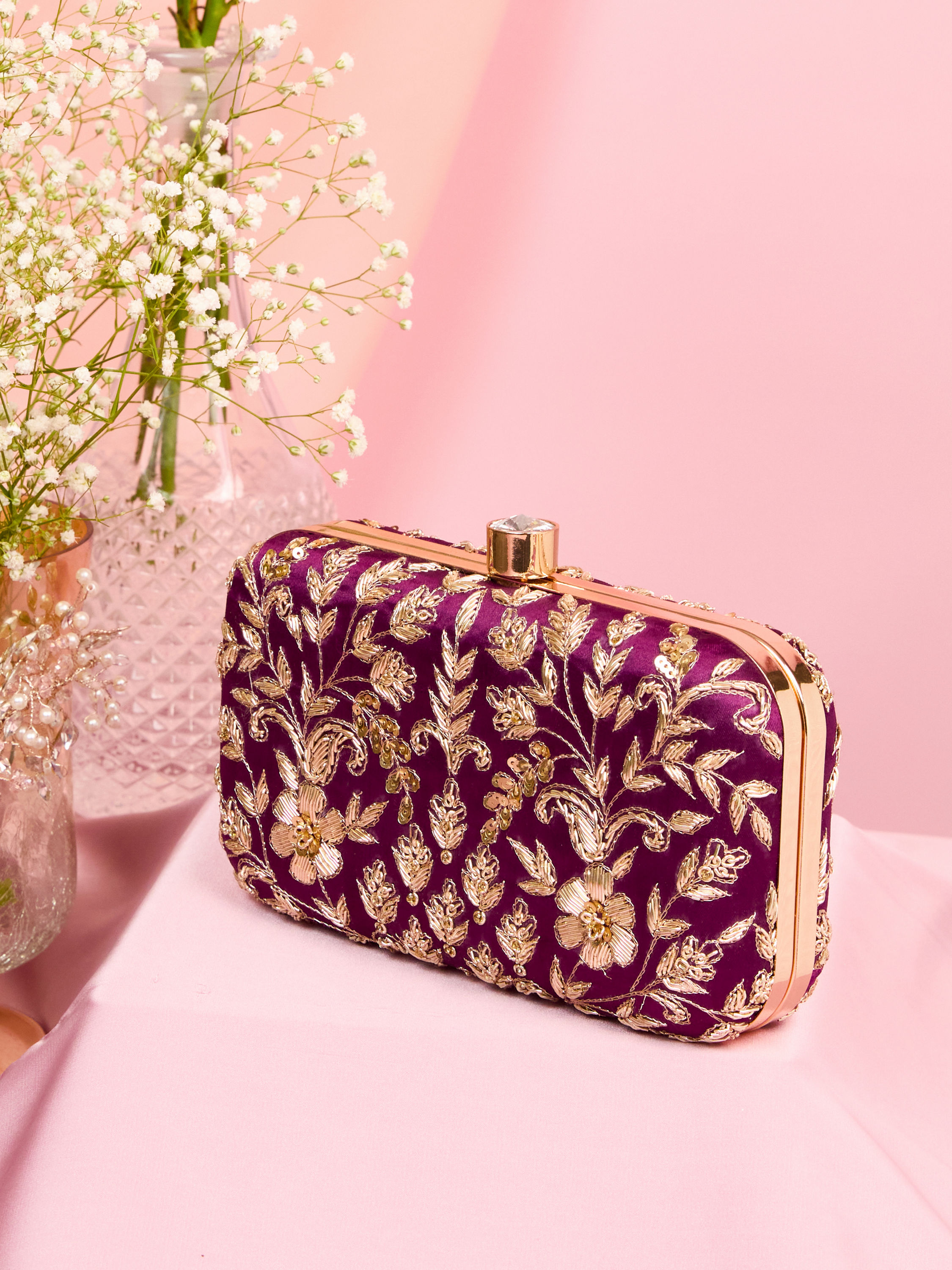 Mohey Women Wine Elegance Clutch Bag