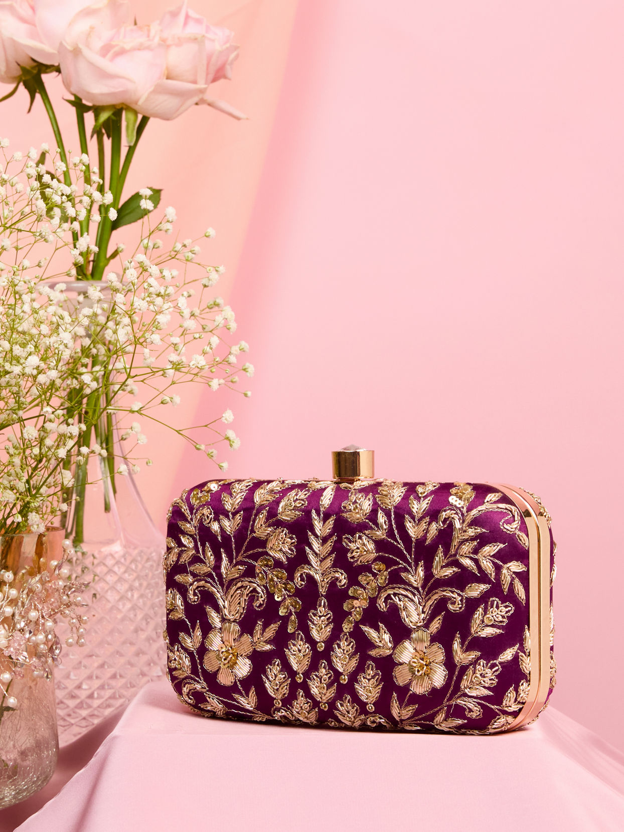 Mohey Women Wine Elegance Clutch Bag