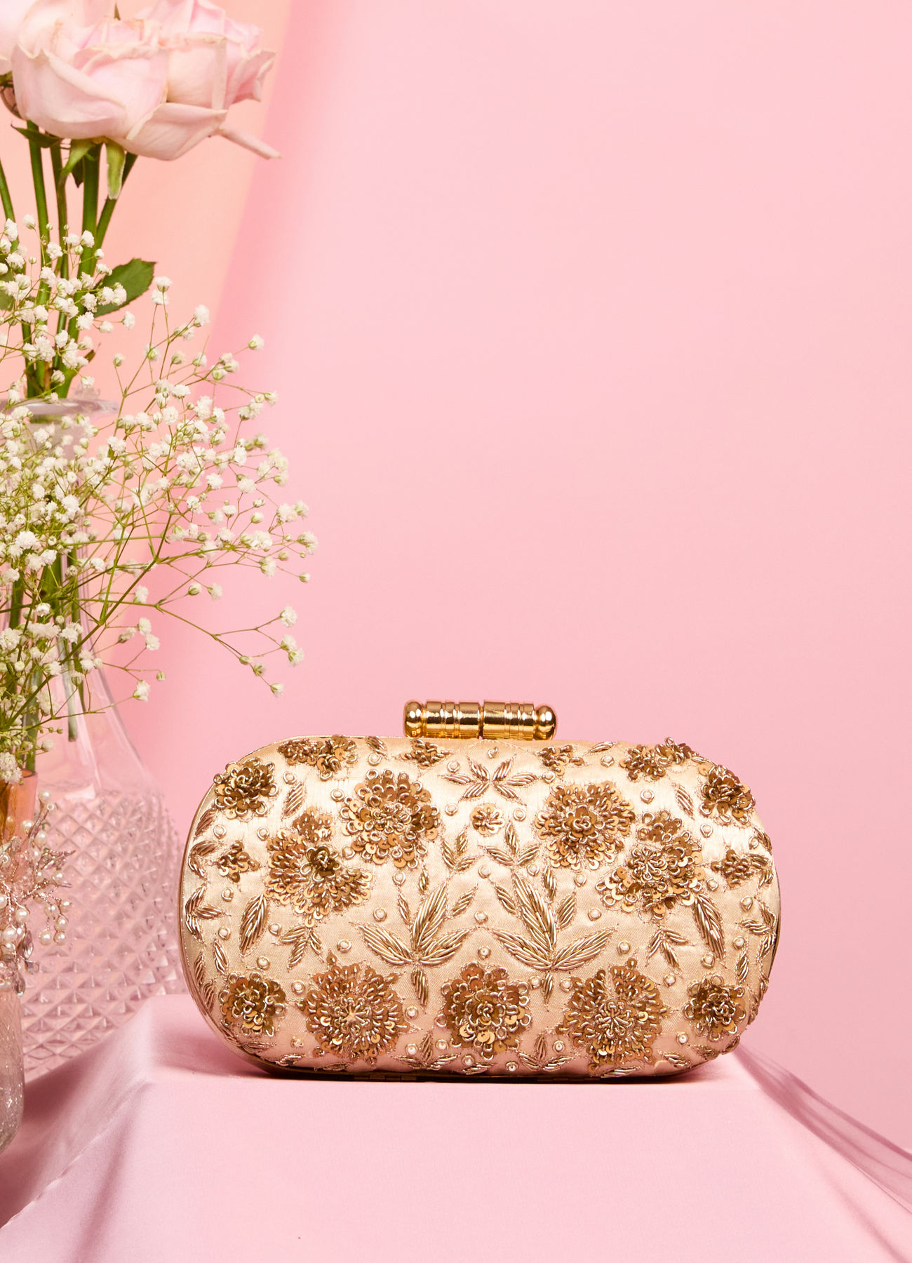 Mohey Women Beige Elegance Clutch Bag