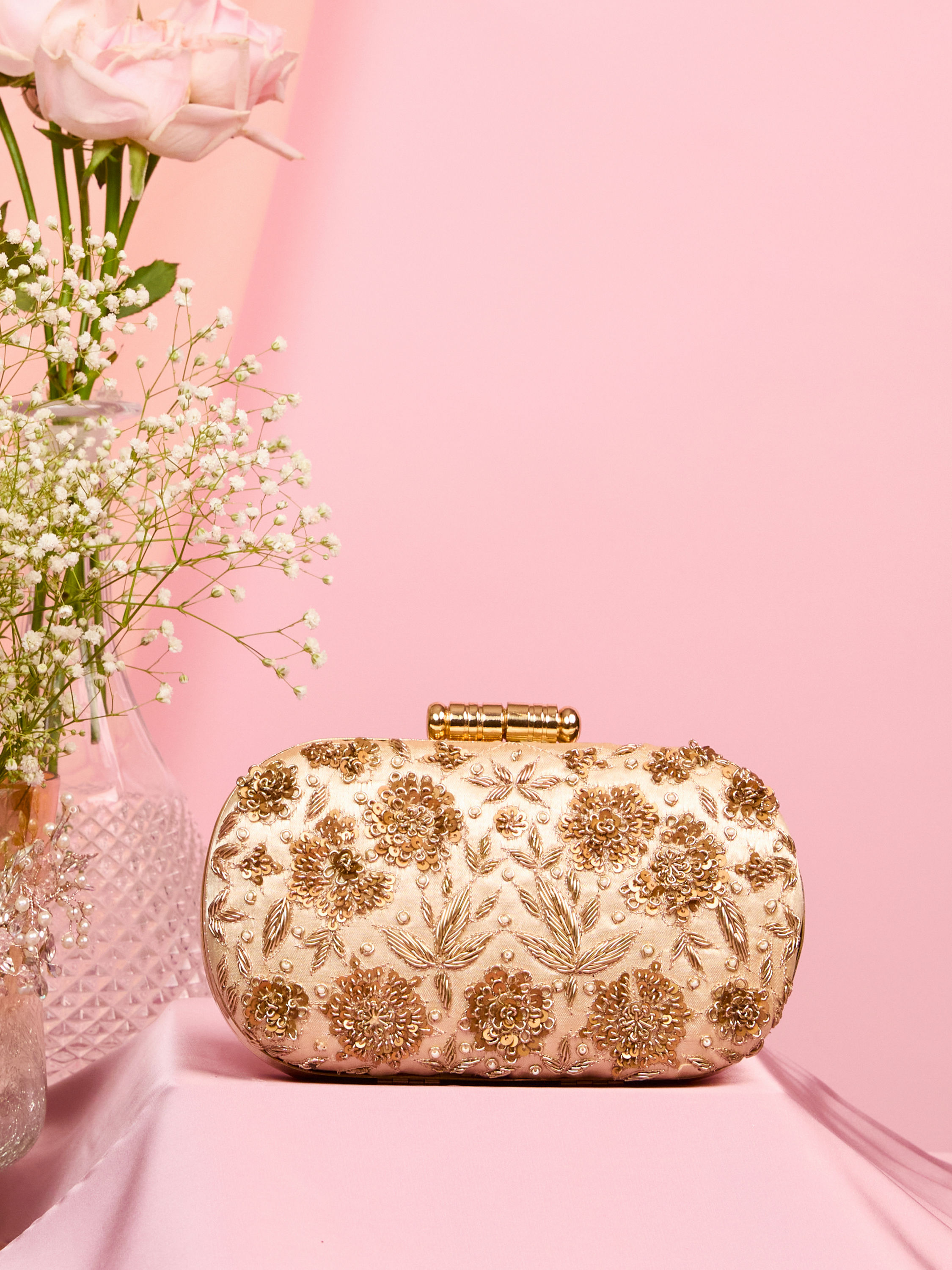 Mohey Women Beige Elegance Clutch Bag