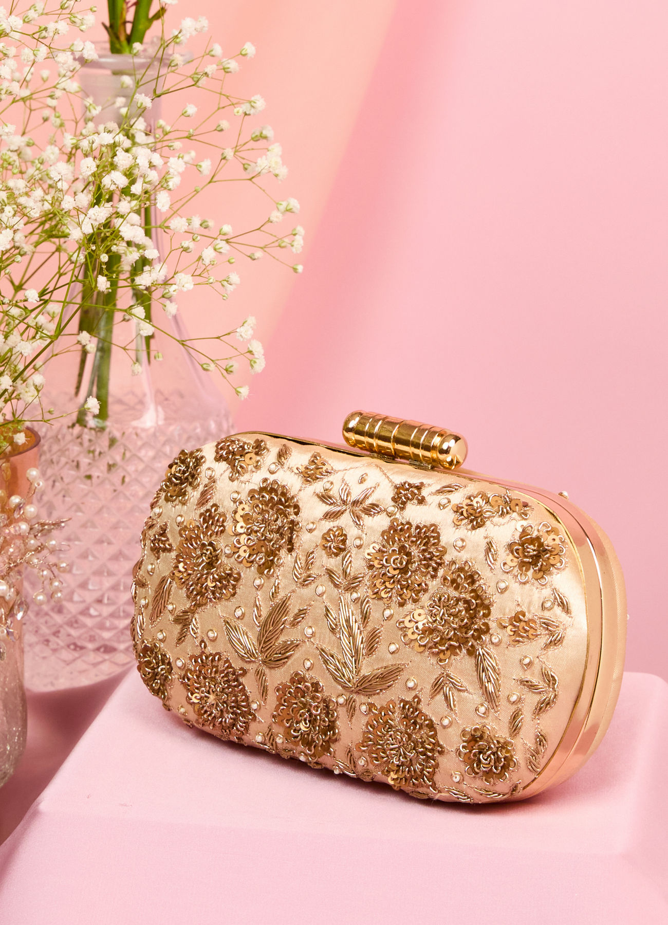 Mohey Women Beige Elegance Clutch Bag