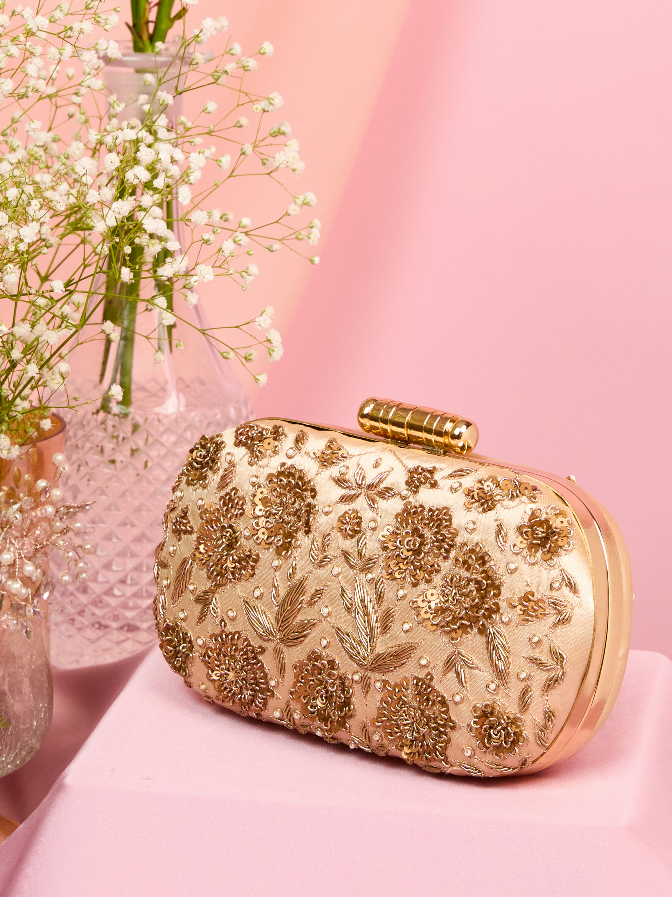 Mohey Women Beige Elegance Clutch Bag
