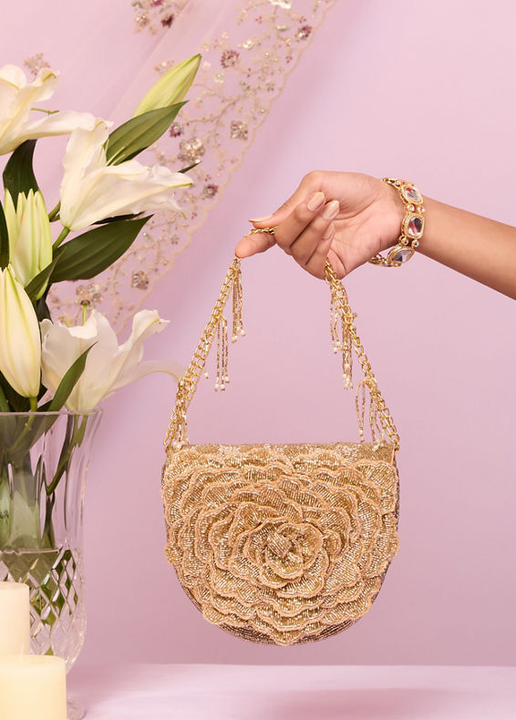 Mohey Women Glittery Gold Festive Purse