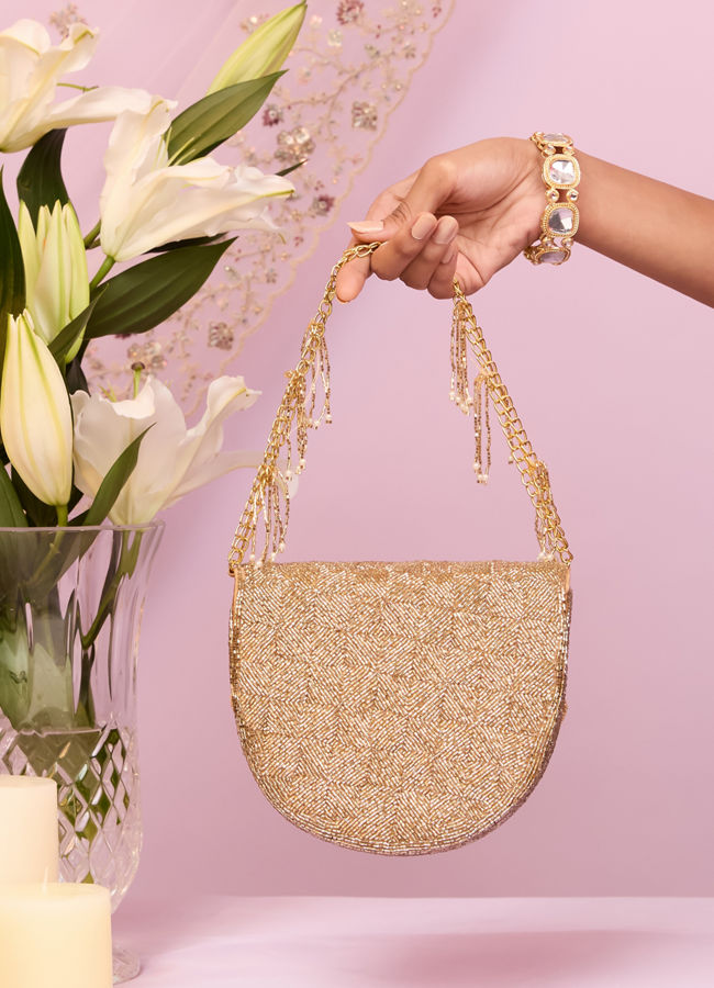 Mohey Women Glittery Gold Festive Purse
