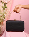 Mohey Women Elegant Black Silk Clutch Bag