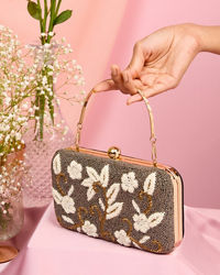 Mohey Women Elegant Black Silk Clutch Bag