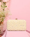 Mohey Women Lustrous Cream Finery Clutch Bag