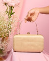 Mohey Women Lustrous Cream Finery Clutch Bag
