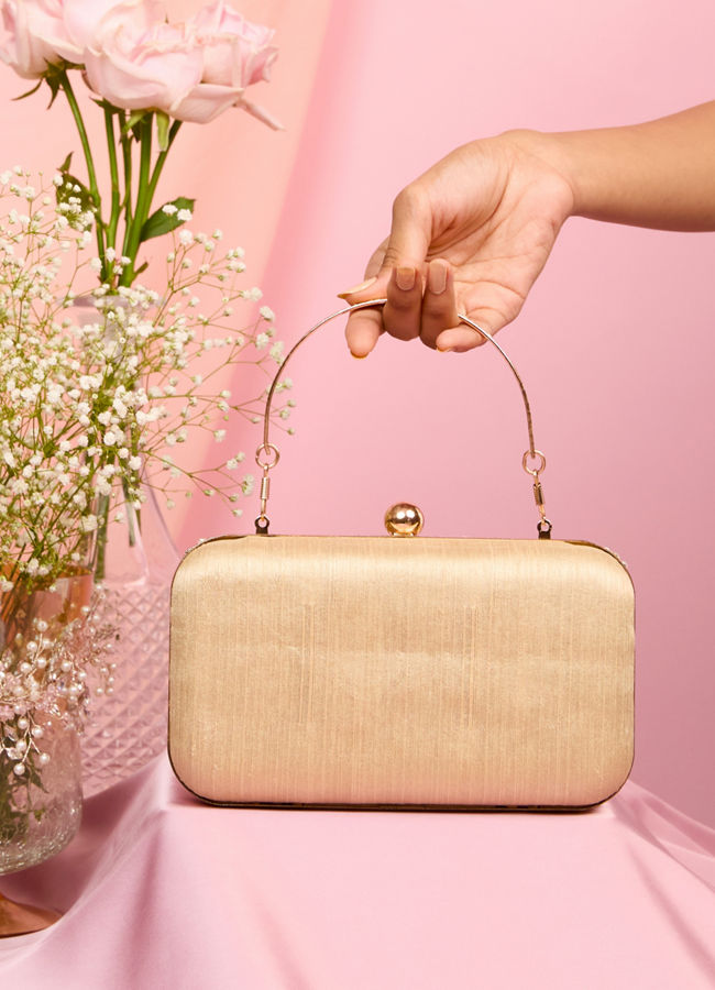 Mohey Women Lustrous Cream Finery Clutch Bag