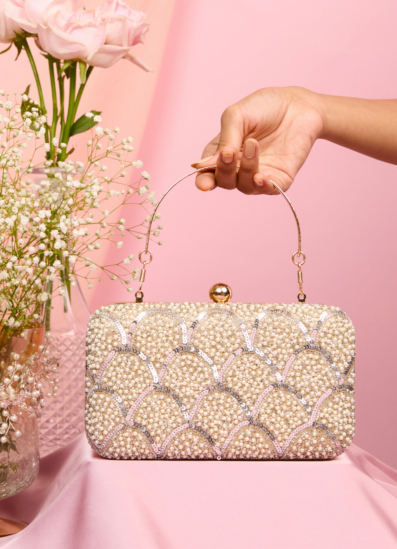 Mohey Women Elegant Beige Clutch Bag