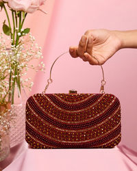 Mohey Women Maroon Graceful Silk Clutch Bag