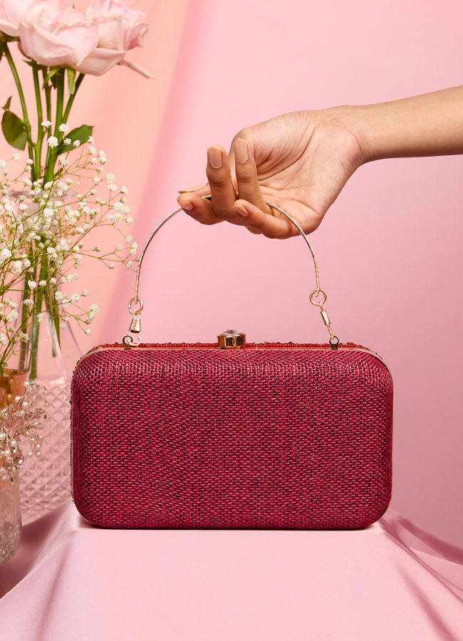 Mohey Women Maroon Graceful Silk Clutch Bag