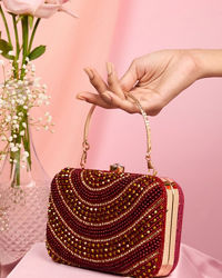 Mohey Women Maroon Graceful Silk Clutch Bag
