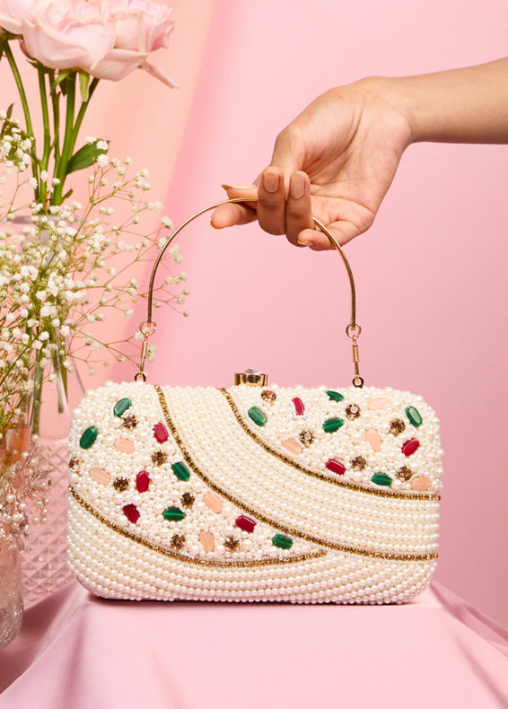 Mohey Women Vibrant Pink Festive Clutch Bag