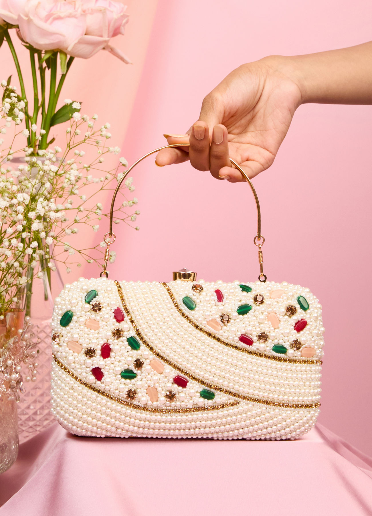 Mohey Women Vibrant Pink Festive Clutch Bag