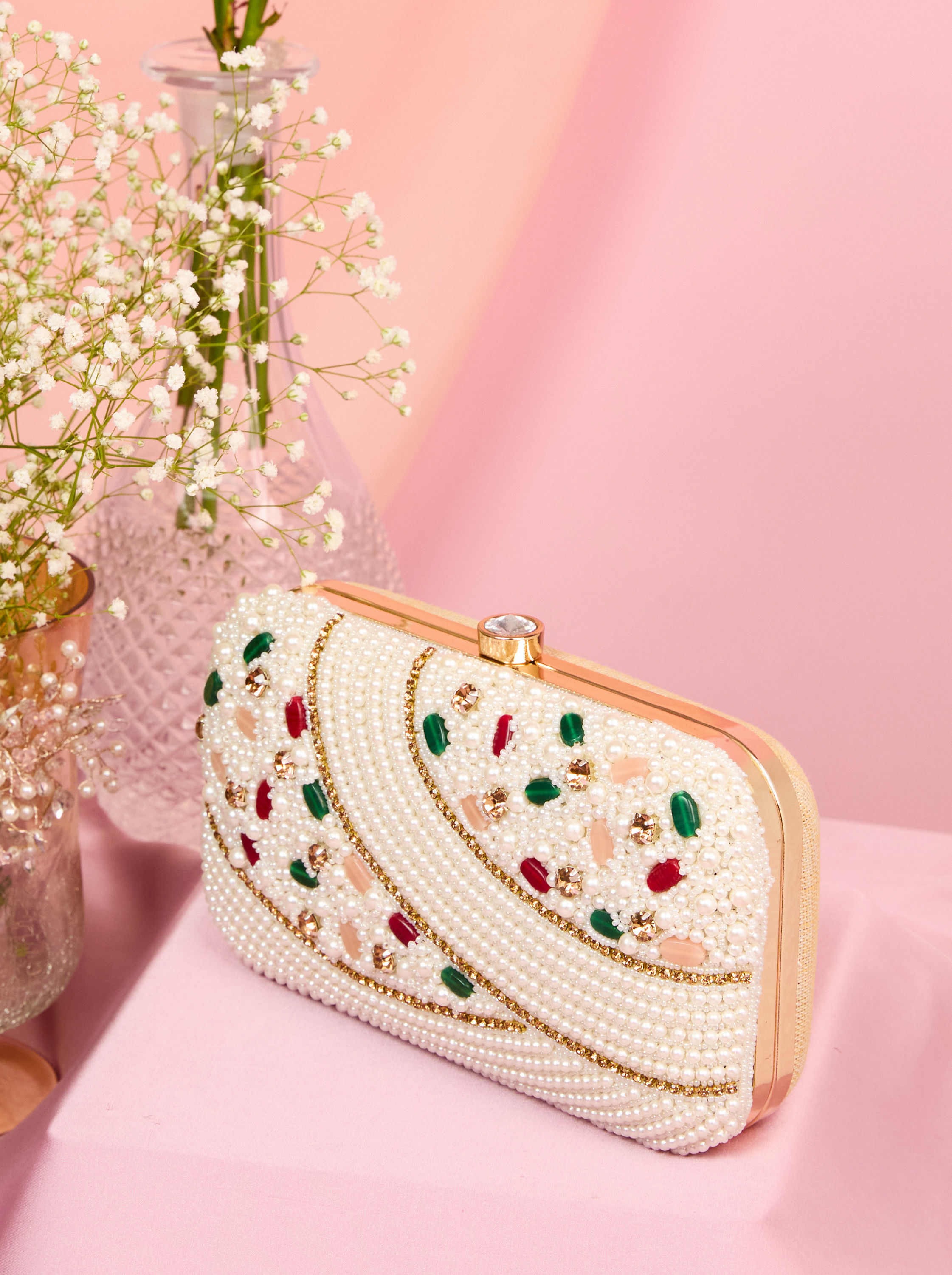 Mohey Women Vibrant Pink Festive Clutch Bag