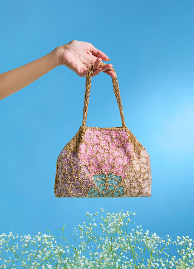 Mohey Women Art Silk Hand-Embroidered Bag with Moti Work