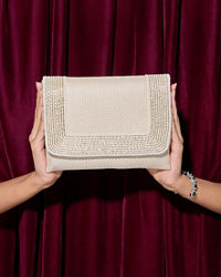 Mohey Women Cream Elegance Jute Wedding Bag